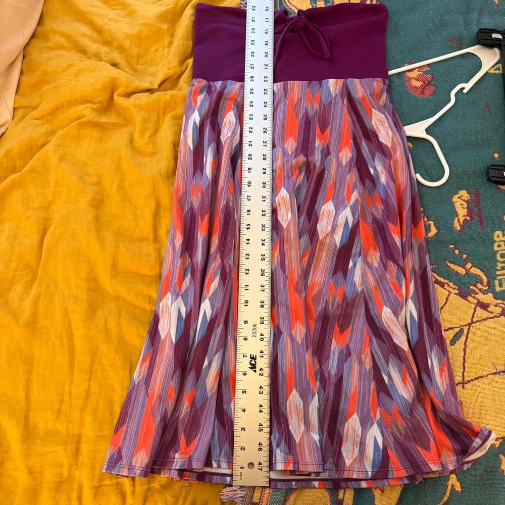 Prana Purple Geometric Diamond Print Midi dress Womens‎ Size Medium Tie front
